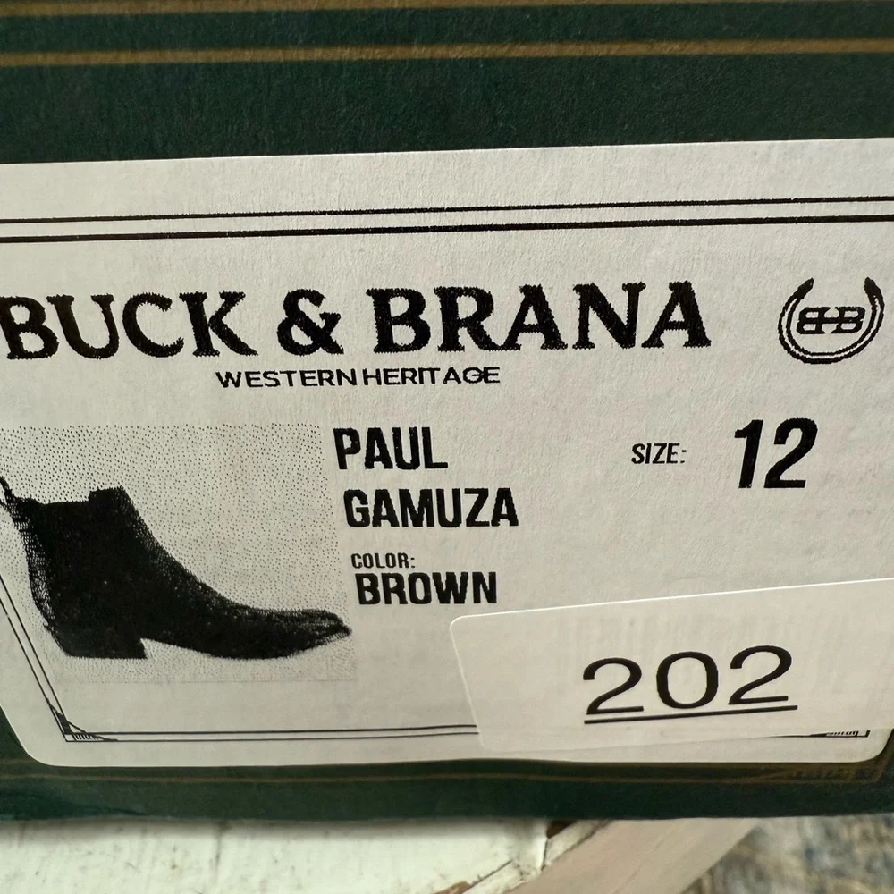 NIB Buck & Brana Men’s Paul Gamuza Leather Brown Ankle Boots in size 12